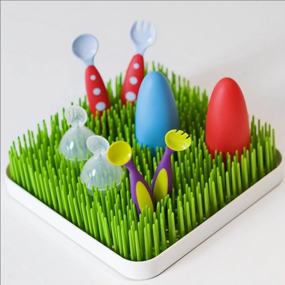 Boon Grass Drying Rack- Lime Green Drying Rack with White Tray - Picture 2 of 7